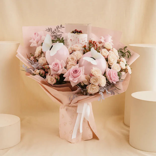 Sweet Surprise Balloons n Cake Bouquet