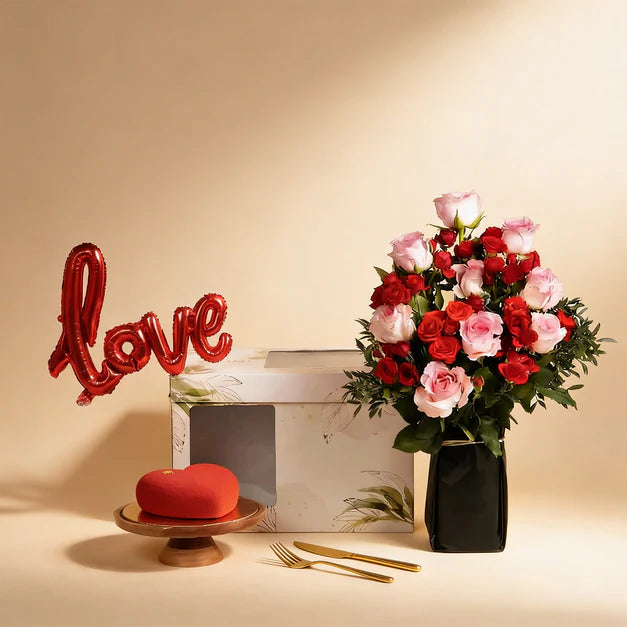 LOVE Box | Roses & Cake for Valentine Day