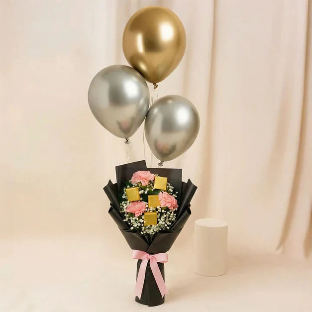 Pink Carnation Bouquet Surprise - Flowers & Chocolates