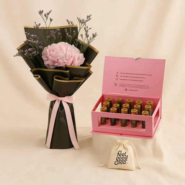 Pink Hydrangea n Feel Good Tea Combo