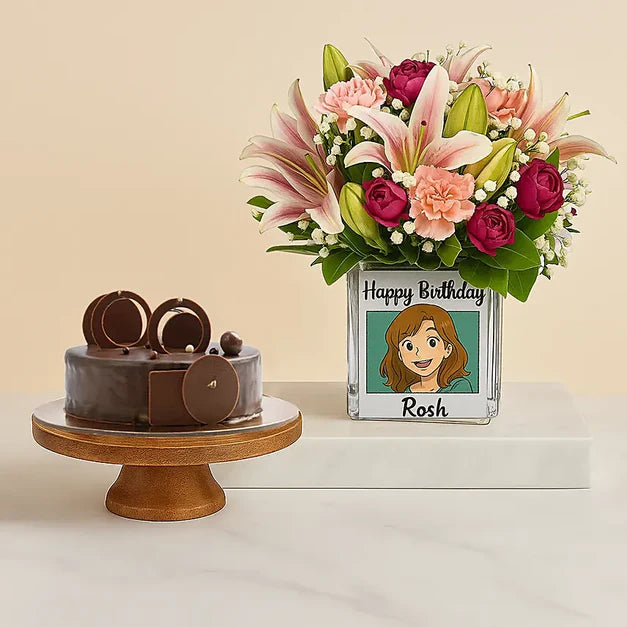 Personalize Your Ghibli Birthday Cake n Flowers